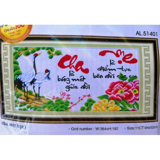 Tranh thêu chữ thập cha mẹ al51401
