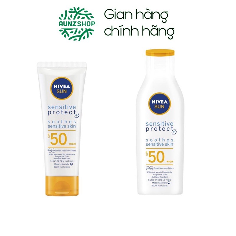 Kem chống nắng cho da nhạy cảm Nivea sensitive protect soothes Lotion SPF50 100ml