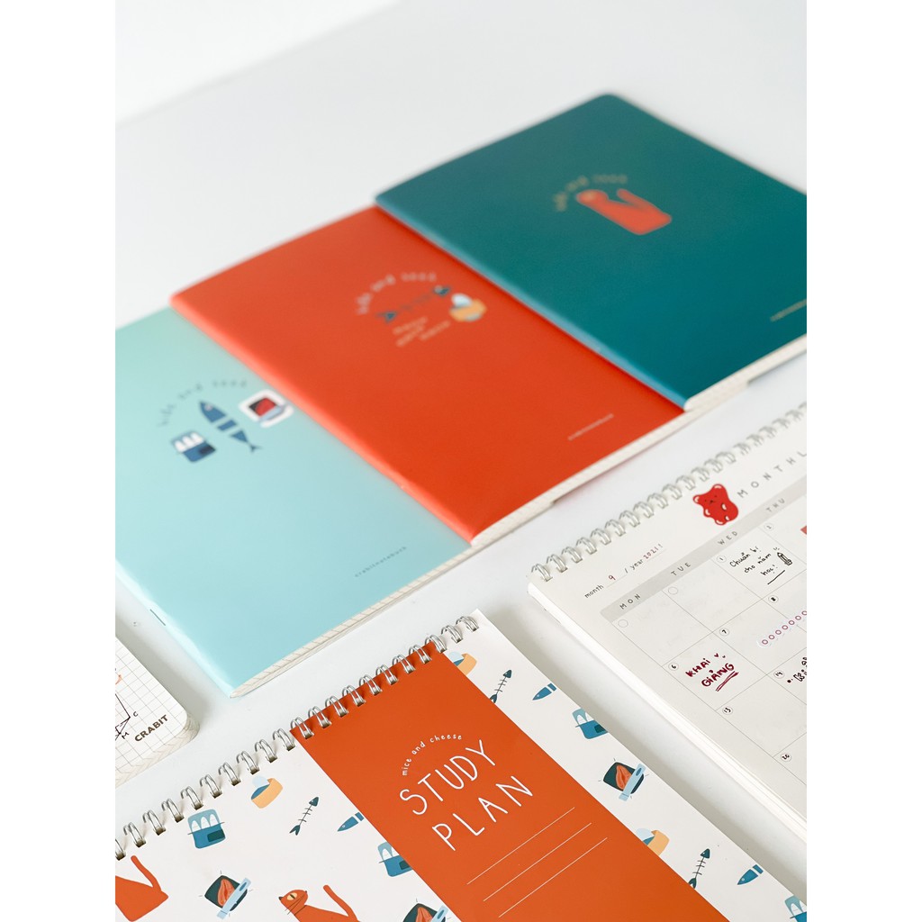 Set vở grid, planner, thước, bút Hide &amp; Seek - Cat Mèo