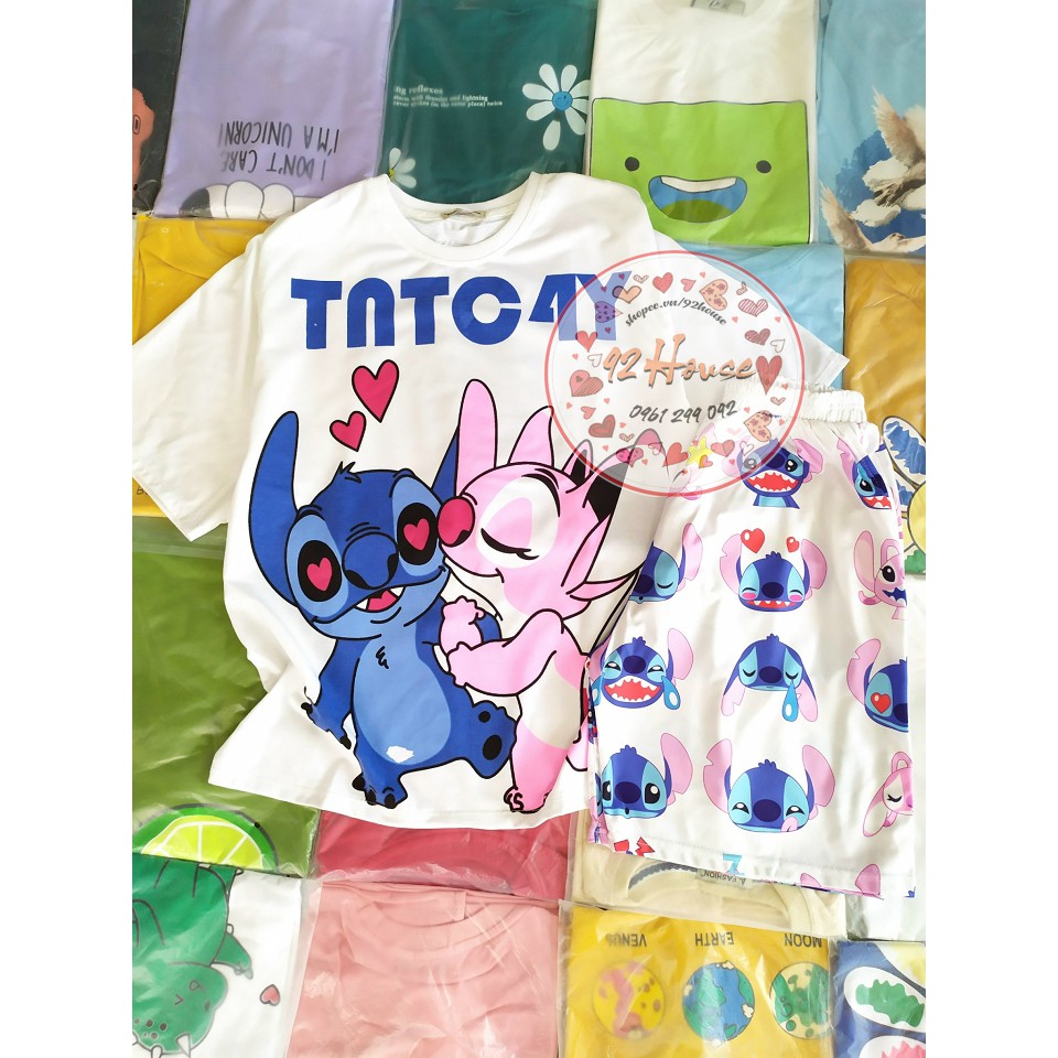 Bộ đùi hoạt hình tay lỡ unisex Stith freesize đồ bộ phom rộng