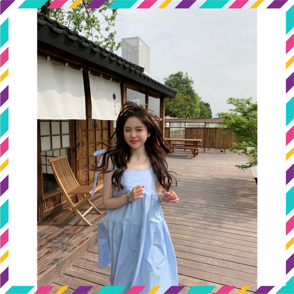 Đầm Nữ, Váy Nữ Babydoll 2 Dây Thắt Nơ Dáng Dài 3 Tầng Siêu Xinh | BigBuy360 - bigbuy360.vn