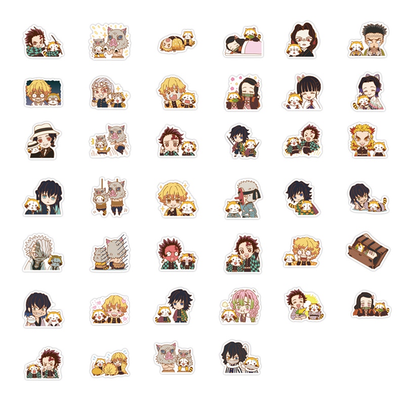 Bộ 40 sticker trang trí chống thấm nước hình ảnh nhân vật trong anime Kimetsu No Yaiba