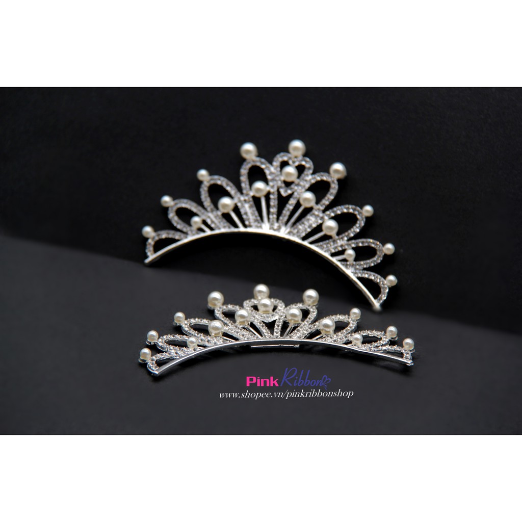 Vương miện đính đá, hạt trai cỡ đại 9cm