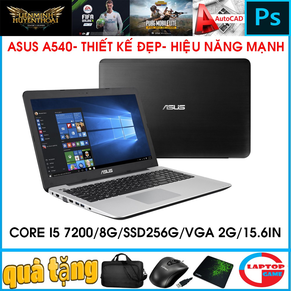 (asus gaming + đồ họa)  core i5 7200U/8GB/SSD256/VGA RỜI 2G, laptop cũ chơi game cơ bản đồ họa