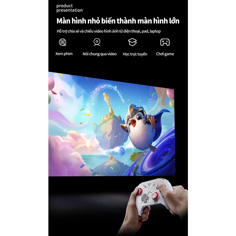 Máy chiếu mini  Smart Android ,Màn hình chiếu 60-120 inch+Kết nối điện thoại + Full HD 1080 - BH 12 tháng