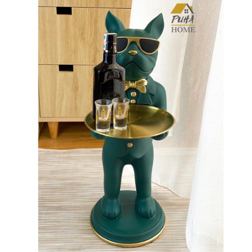 Tượng chó bồi bàn ôm khay sang trọng đẳng cấp - HÀNG CÓ SẴN - decor trang trí nhà cửa