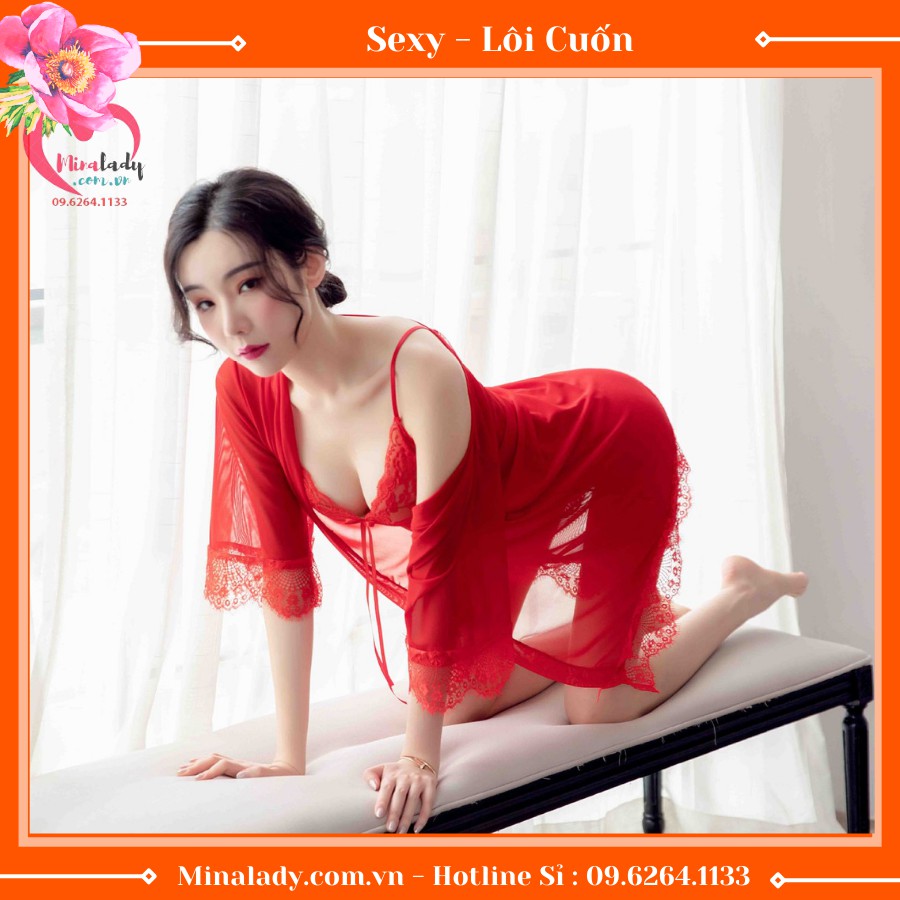 Đồ ngủ Sexy Hai Dây Quyến Rũ Kèm Áo Choàng Sexy Gợi Cảm Xuyên Thấu Tặng Chip lọt khe cao cấp full màu VAYÁOCHOÀNGT | BigBuy360 - bigbuy360.vn