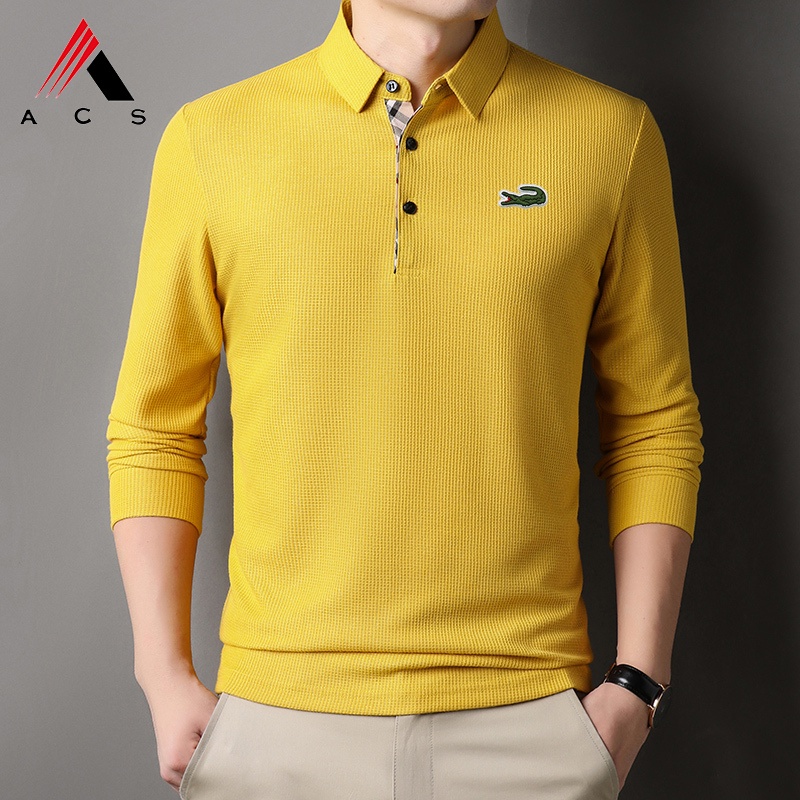 Áo polo Dài Tay Thêu Họa Tiết 7 Màu Lựa Chọn Dành Cho Nam