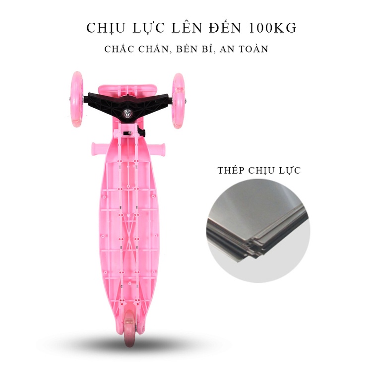 Xe Scooter, scooter cho bé từ 3 - 8 tuổi tải trọng lớn thiết kế màu sắc độc đáo cho bé