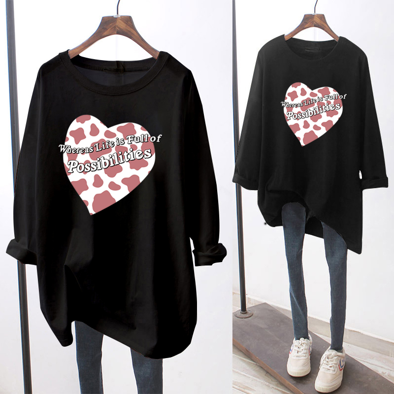 NRVP Áo Thun Nữ Dài Tay Cổ Tròn Kiểu Hàn Quốc 2021 Size Lớn 5xl