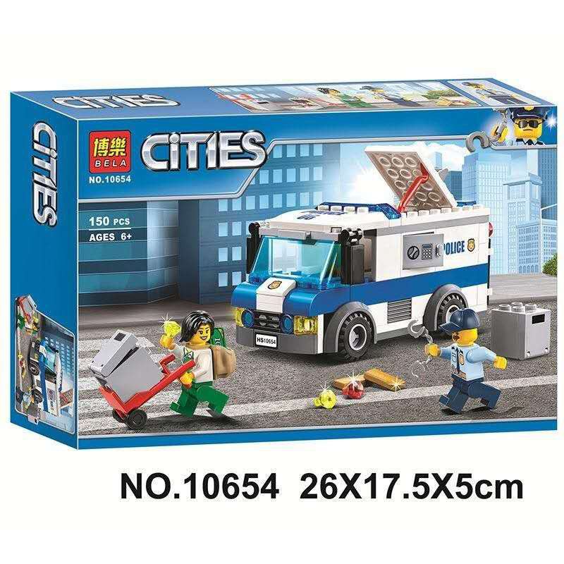Bela10654 Cảnh sát: xe tải Đồ chơi giáo dục xây dựng Quà trẻ em tương thích LEGO60142