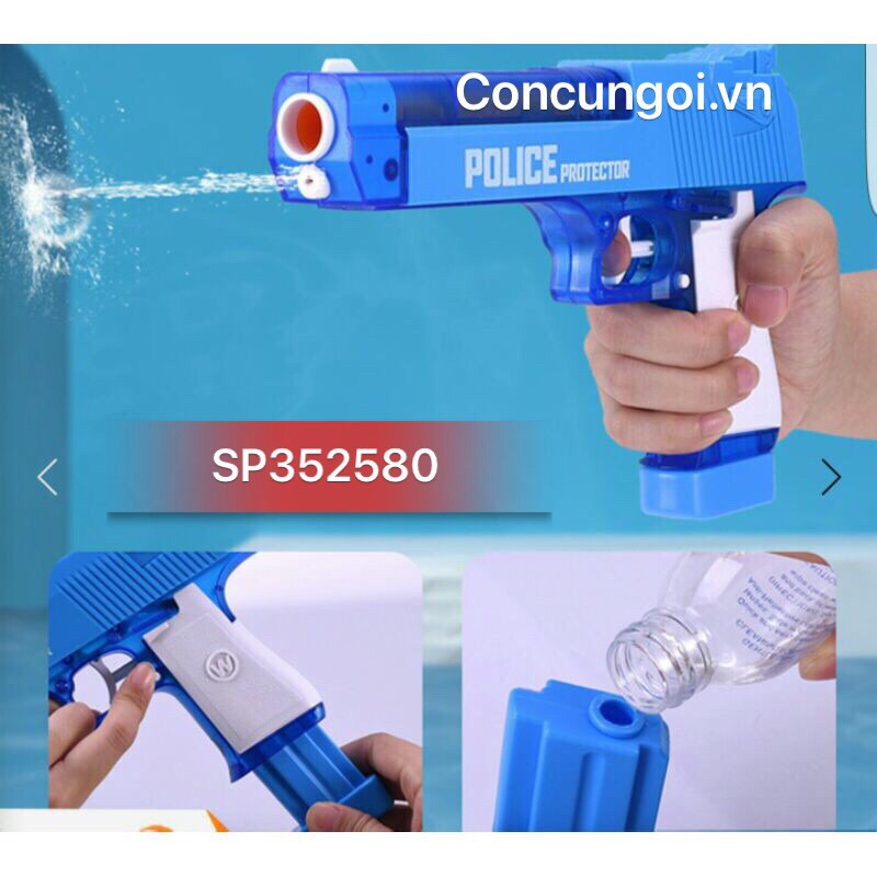 Đồ chơi guns Police 2in1 thục nước và hít, 1 còng, 1 huy hiệu, 648-34