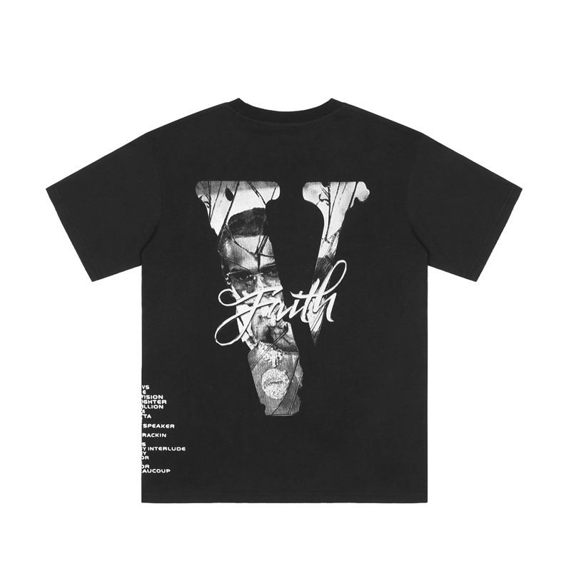 Áo Thun Cotton Tay Ngắn Dáng Rộng In Chữ Vlone Phong Cách hip hop Thời Trang Mùa Hè Cho Cặp Đôi