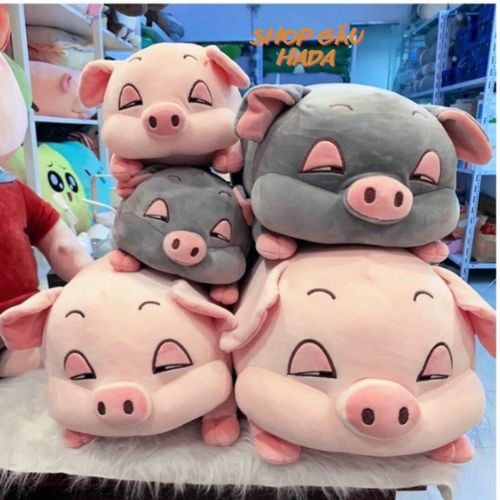 ,Gối Ôm Hình Thú Con Heo Béo Mắt Hí Cute Thú Nhồi Bông Con Lợn Ngủ Béo Ú Kích Khước 40cm