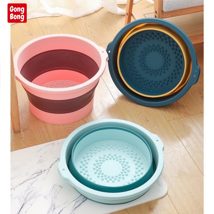 Chậu ngâm chân gấp gọn silicon massage chân thư giãn size to thau gấp gọn thông minh tiện ích gia đình