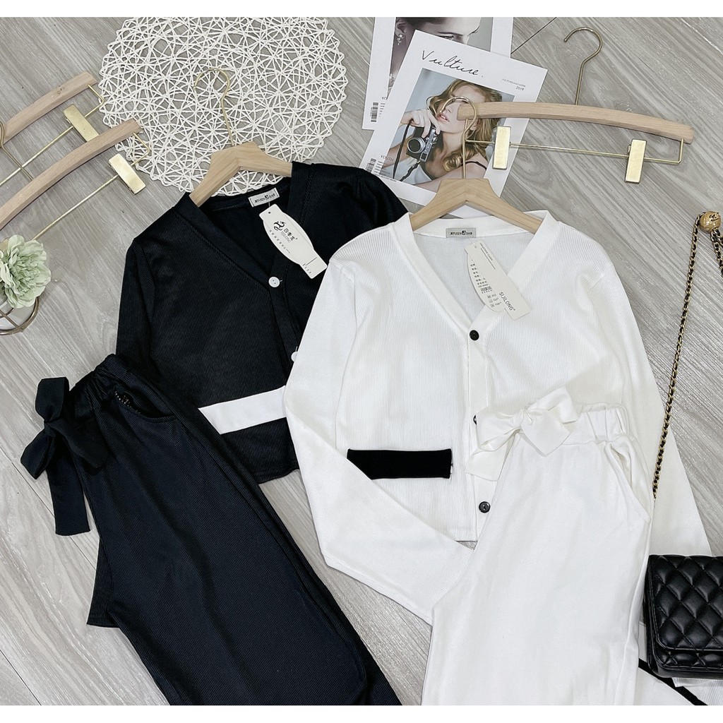 SET BỘ LEN DÀI TAY VIỀN TÚI QUẦN ỐNG SUÔNG MẶC ĐI DẠO PHỐ