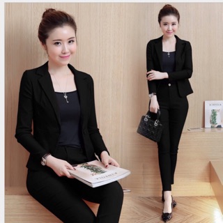 Set áo vest công sở cao cấp bộ vest kèm quần tây size s m l xl