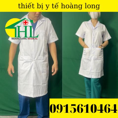 Áo Blouse bác sĩ dáng dài - tay cộc nam, nữ các size S M L XL