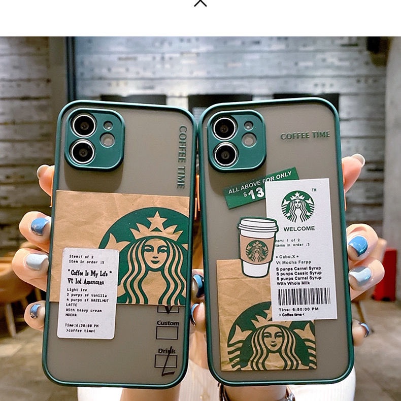 Ốp Điện Thoại Acrylic Nhám Chống Rơi Họa Tiết Starbucks Chất Lượng Cao Cho Iphone12 Iphone13 Pro