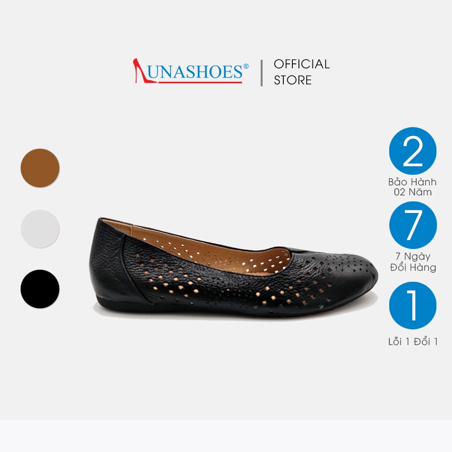 Giày bệt nữ, giày búp bê nữ da bò Lunashoes 1069 màu đen nâu trắng vàng bảo hành 24 tháng 1 đổi 1 giày búp bê