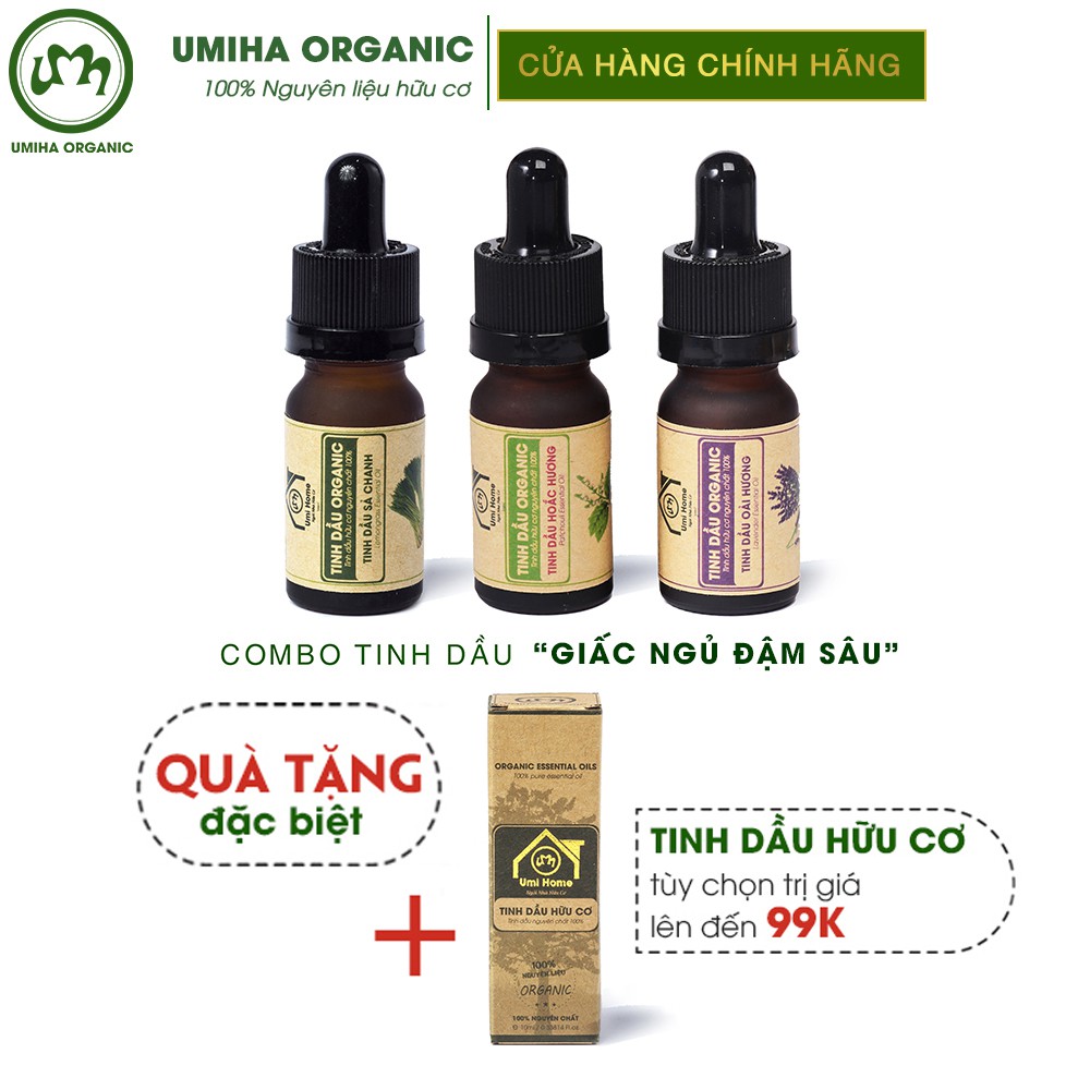 Combo 3 lọ Tinh Dầu UMIHA gồm - Oải Hương, Hoắc Hương, Sả Chanh (10mlx3) - Hữu cơ nguyên chất