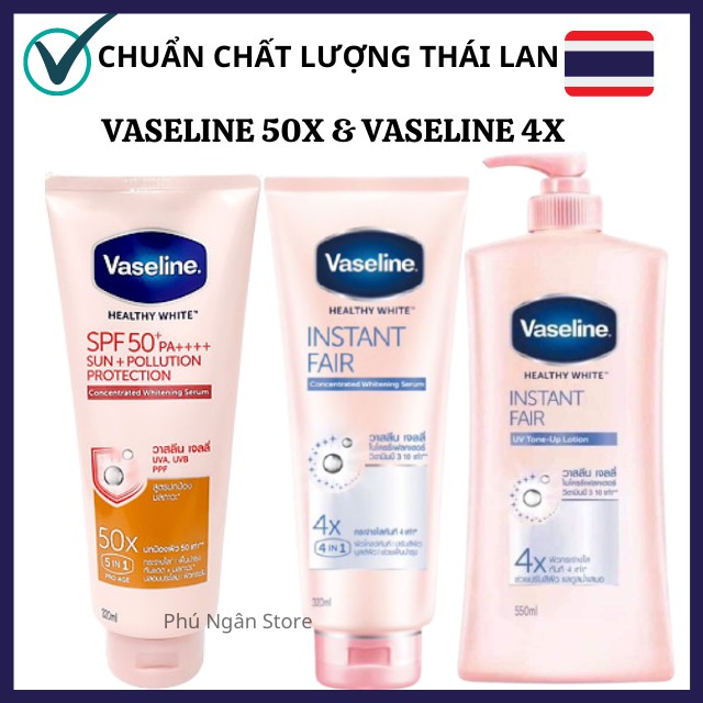 [Hàng siêu thị Thái]Cặp sữa dưỡng thể Vaseline 50x và Vaseline 4x Thái Lan dưỡng trắng da ngày và đêm | BigBuy360 - bigbuy360.vn