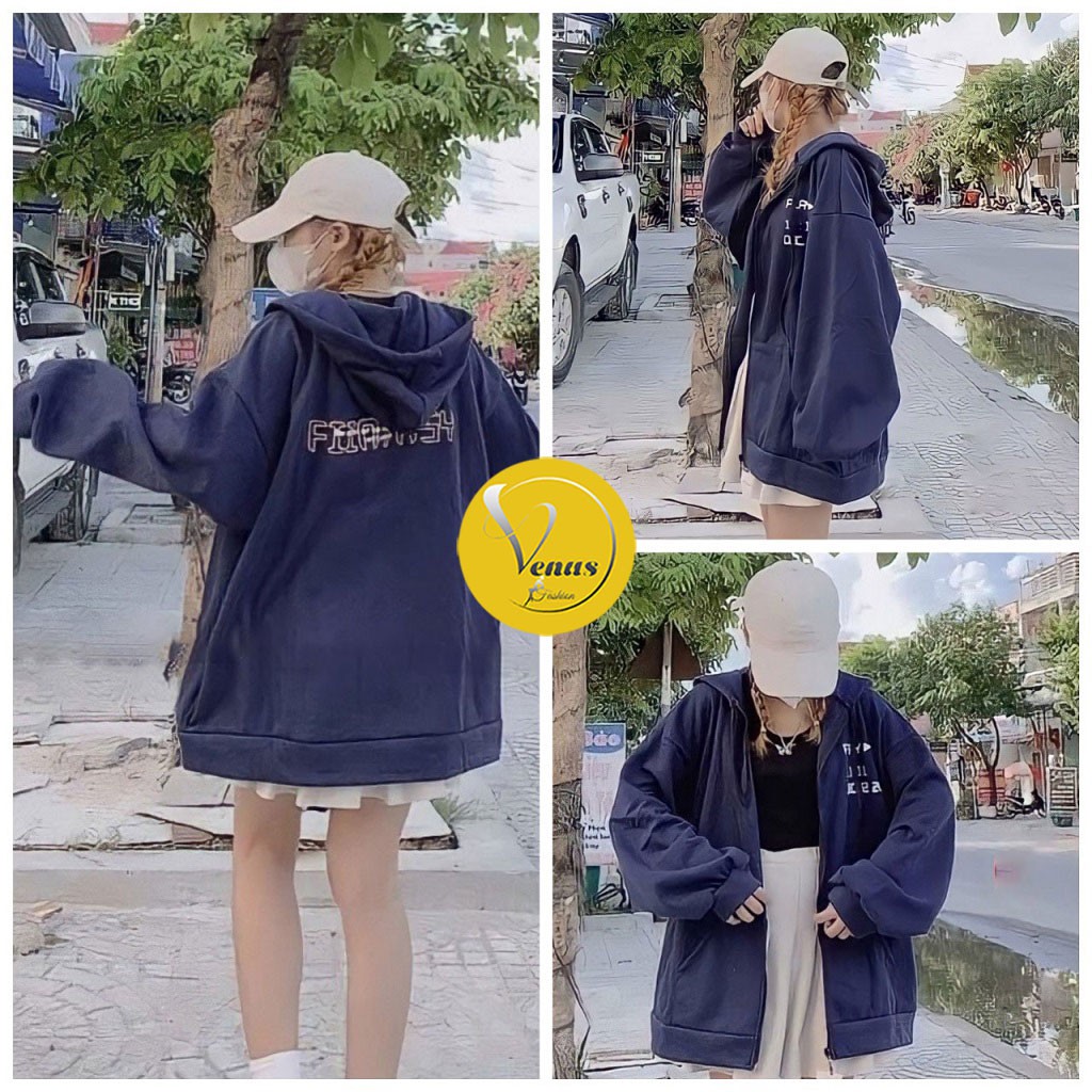 Áo khoác Hoodie form rộng Play 11:11 tay bồng chất bozip phong cách Hàn Quốc - VENUS