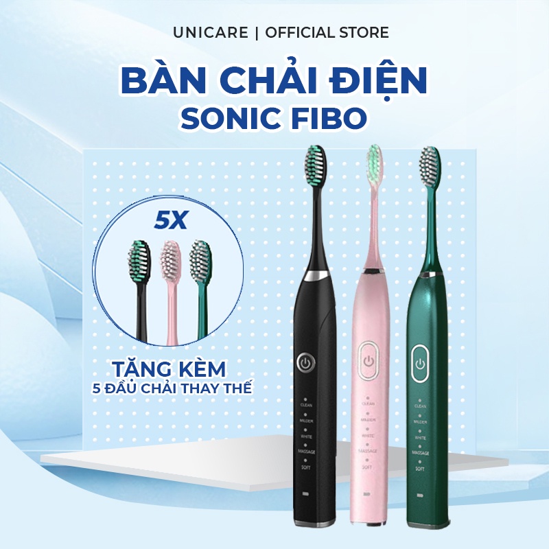 Bàn chải điện Sonic X7, FIBO cao cấp - Bàn chải đánh răng điện đa chức năng cho mọi lứa tuổi - Tặng kèm đầu bàn chải