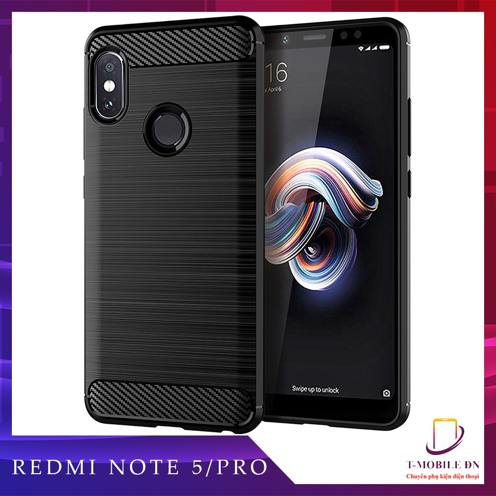 Ốp lưng Xiaomi Redmi Note 5, Ốp Carbon phay xước chống sốc chống vân tay cho Note 5 Pro