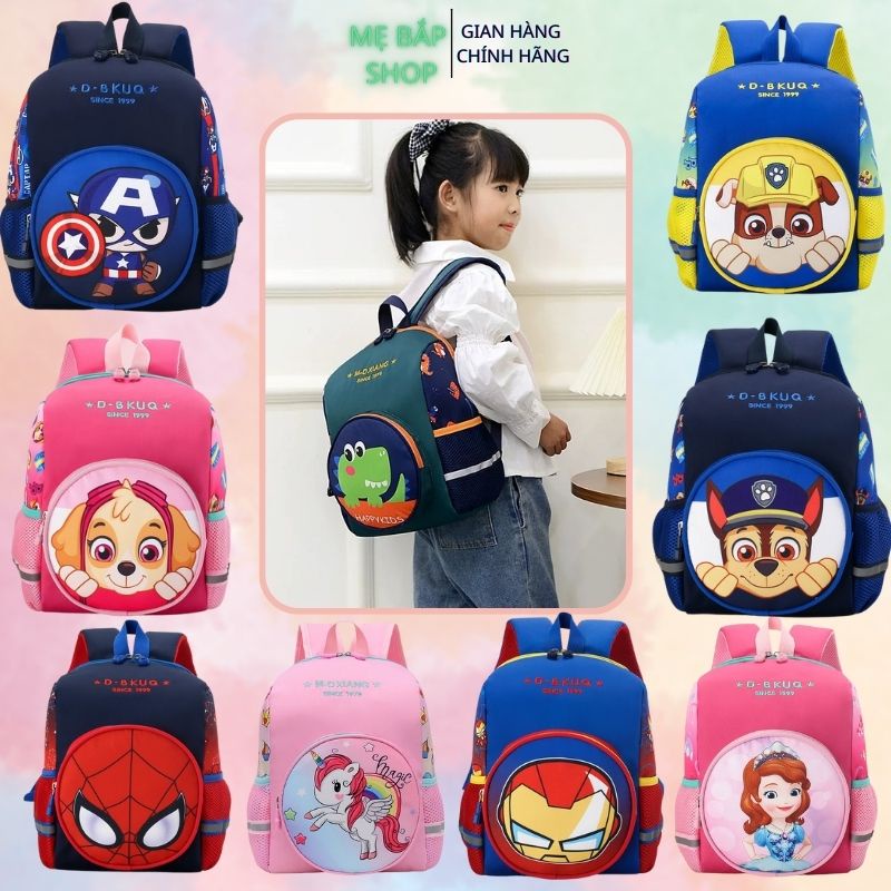 Balo đi học mẫu giáo, mầm non cho bé trai bé gái siêu nhẹ ngựa pony, công chúa, khủng long, người nhện, chó cứu hộ 2022