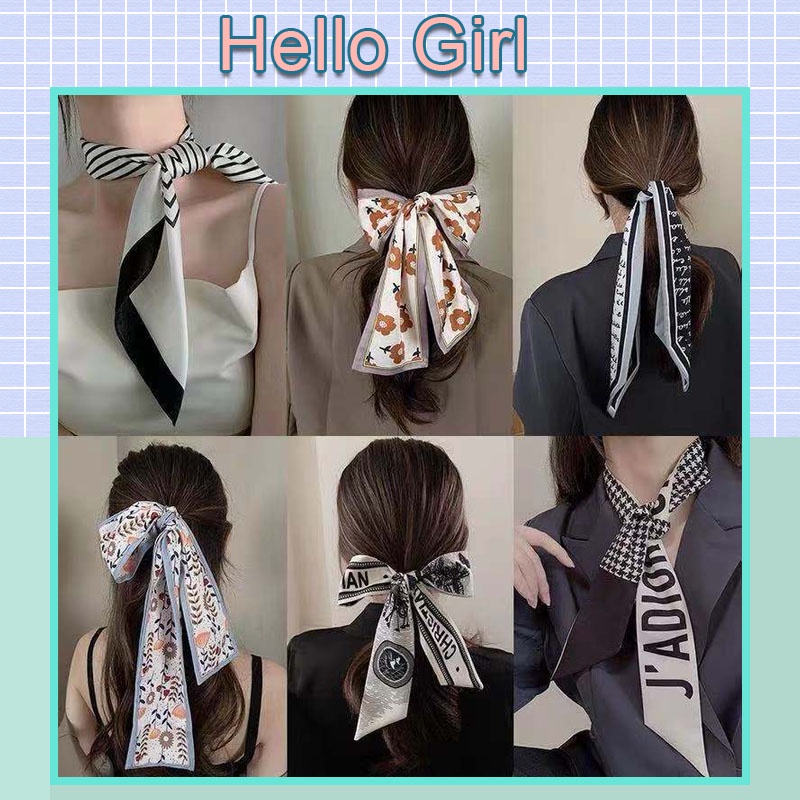Dây buộc tóc vải lụa thắt nơ in họa tiết thời trang Hàn Quốc dành cho nữ