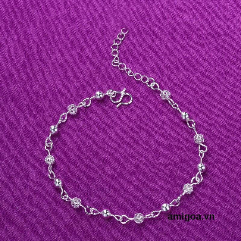 ✨✨Vòng tay mạ bạc thiết kế mặt dây gắn quả bóng thời trang cho nữ