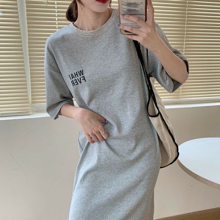 Đầm Ngủ Dài Qua Gối Tay Ngắn Dáng Rộng Phong Cách Hàn Quốc Thời Trang Mùa Hè Xinh Xắn Cho Nữ