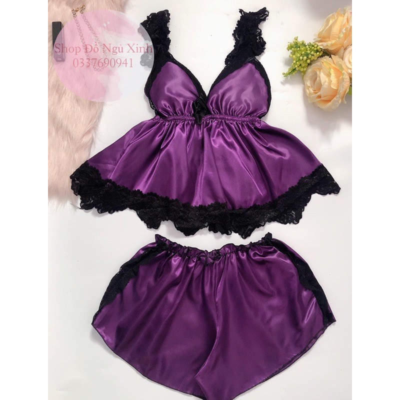 [Mã FASHION10KP giảm 10K đơn 50K] (Hình thật) Set Đồ Ngủ Phi Lụa Vải Mềm Chuẩn Loại 1 CÓ MÚT NÂNG NGỰC CỰC SEXY | BigBuy360 - bigbuy360.vn