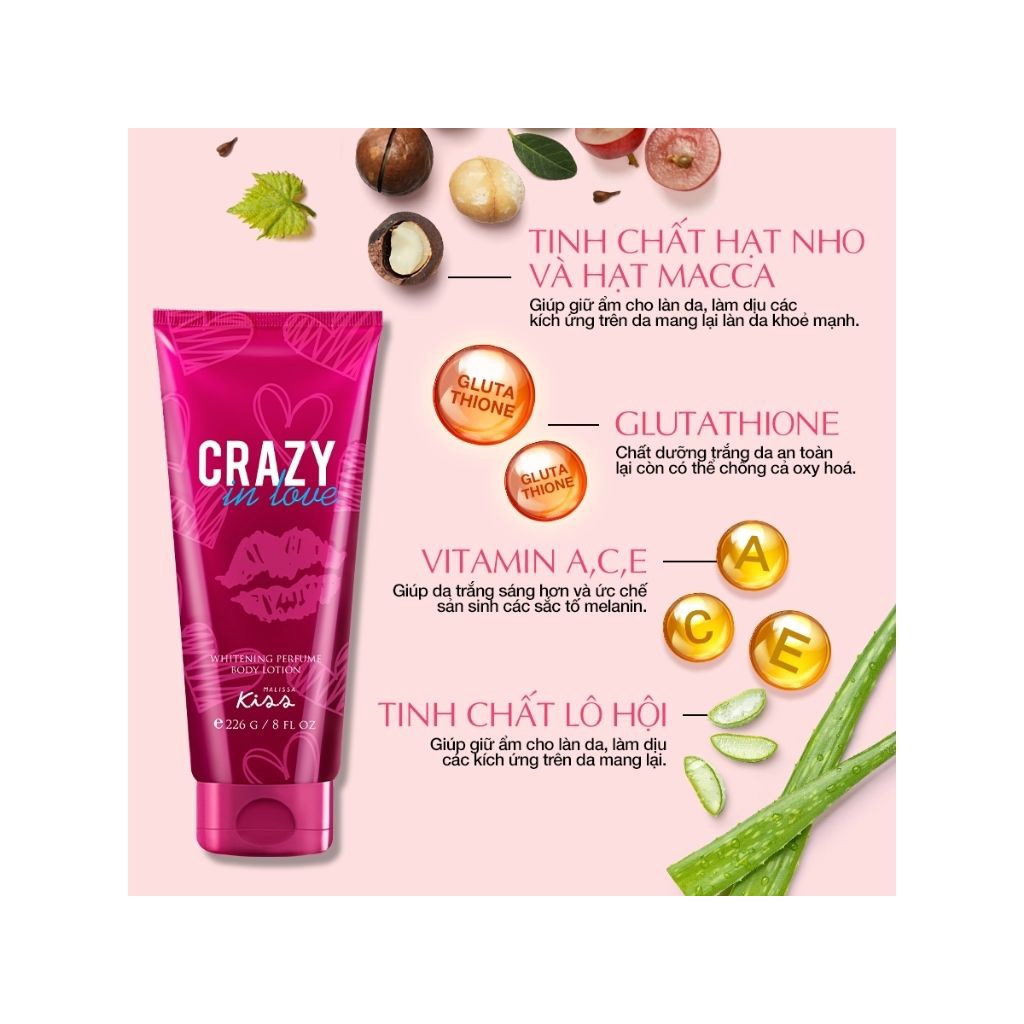 Sữa Dưỡng Thể Hương Nước Hoa Crazy In Love Malissa Kiss 226Gr