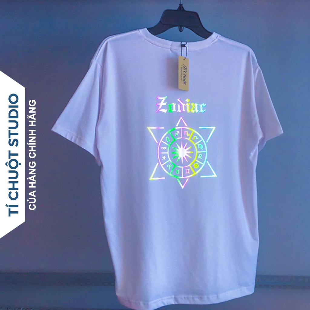 Áo thun phản quang ZODIAC, áo phông nam nữ form rộng tay lỡ oversize - Tí Chuột Studio