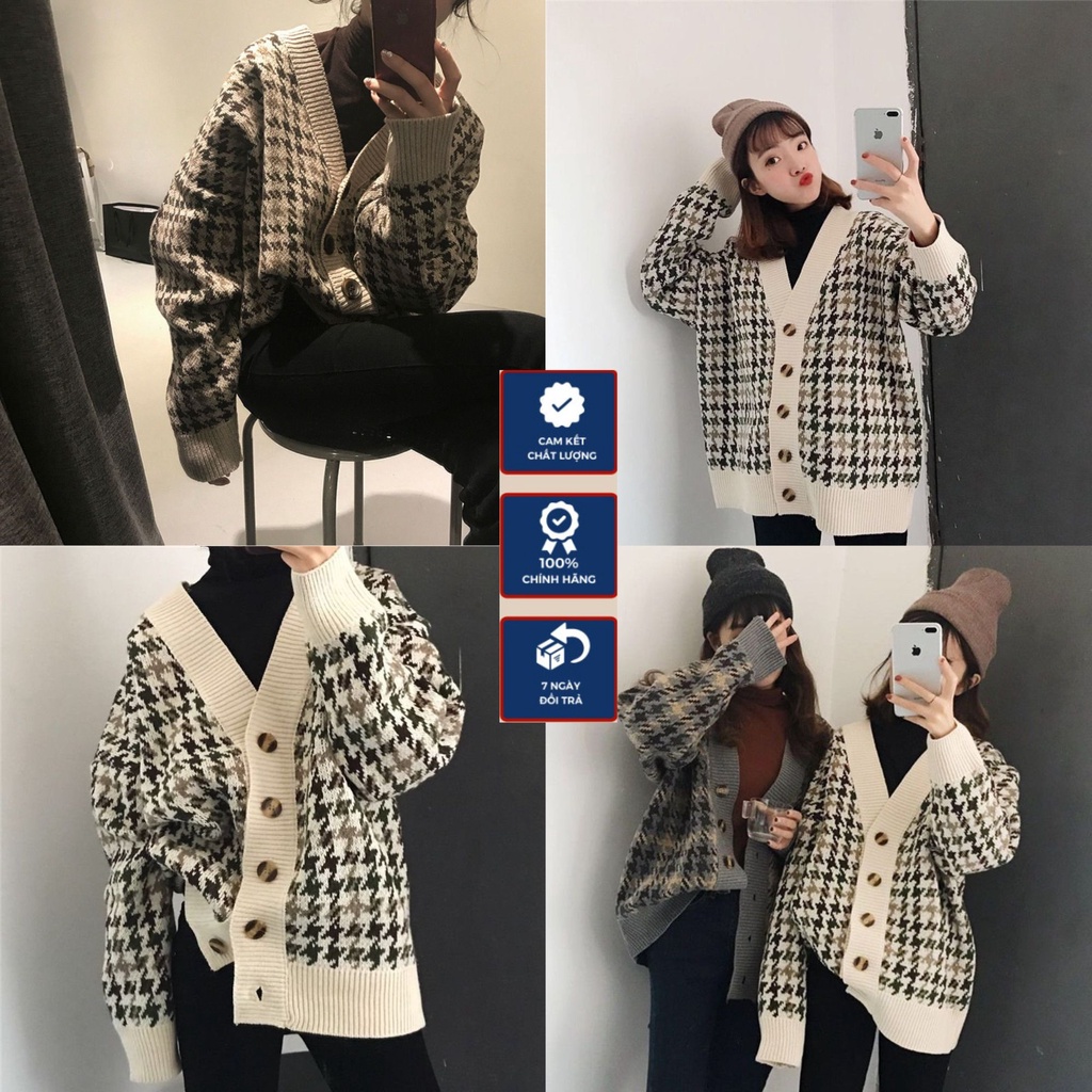 Áo Khoác Len, Áo Cadigan Dáng Dài From Rộng Phong Cách Hàn Quốc Họa Tiết Ziczac Phù Hợp Đi Chơi Ak9104
