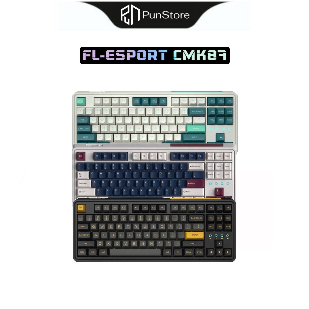 Bàn phím cơ FL-Esports CMK87 Metal Heart - Polar Night - Ice Mint - 3 Mode (Type-C / Bluetooth / 2.4G)