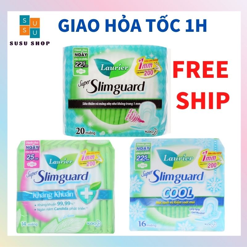 Băng Vệ Sinh Laurier Slimguard Nhật Bản siêu mỏng 22,5cm 20 miếng/gói Khả năng siêu thấm hút đến 200 lần, kiểm soát mùi