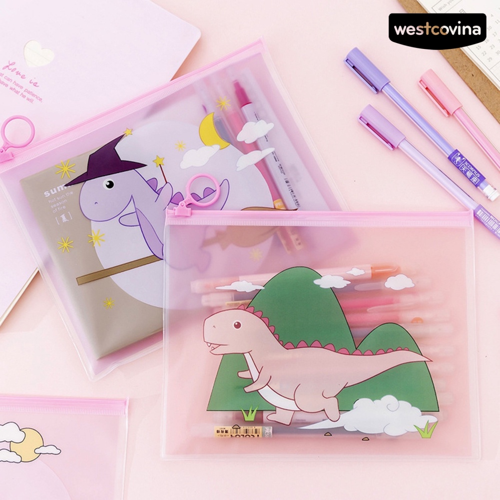 [Hot]✍Túi Đựng Bút Chì Hình Khủng Long Phối Nhẫn Dễ Thương Cho Học Sinh