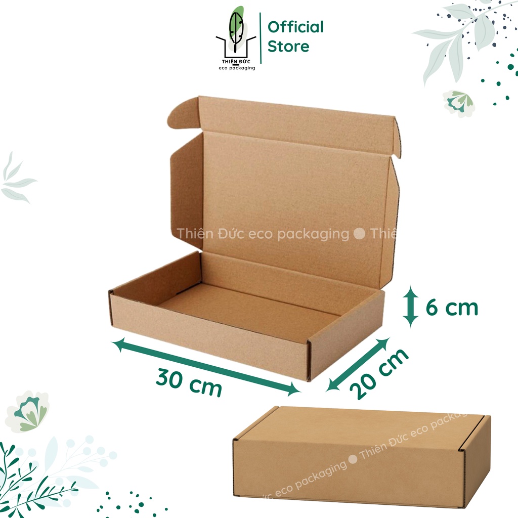 Combo 50 Hộp carton nắp gài 30x20x7 hoặc 30x20x5 thùng nắp cài trơn bằng bìa giấy catton đựng quần áo, túi vải, hàng hóa