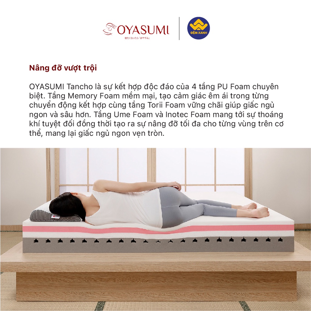 Đệm Foam Nhật Bản Oyasumi Tancho cao cấp