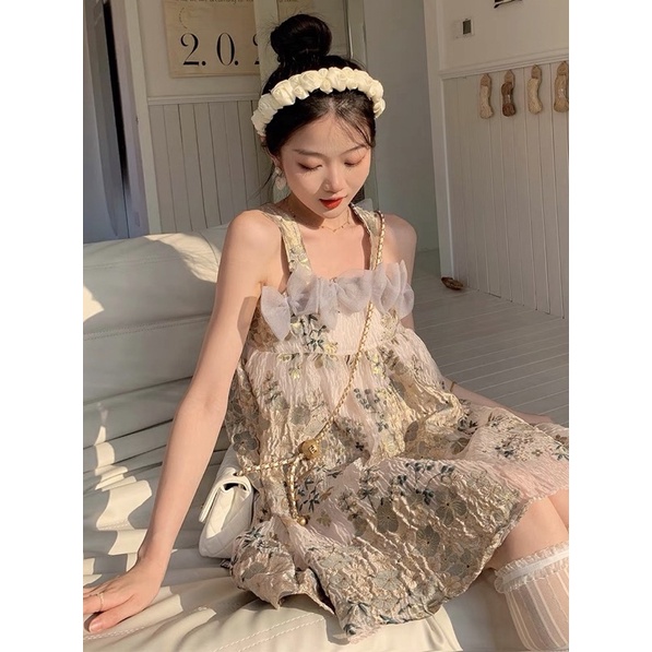 Đầm babydoll đính nơ TIFFANY DRESS xinh xắn phong cách ulzzang SAM SAM BOUTIQUE
