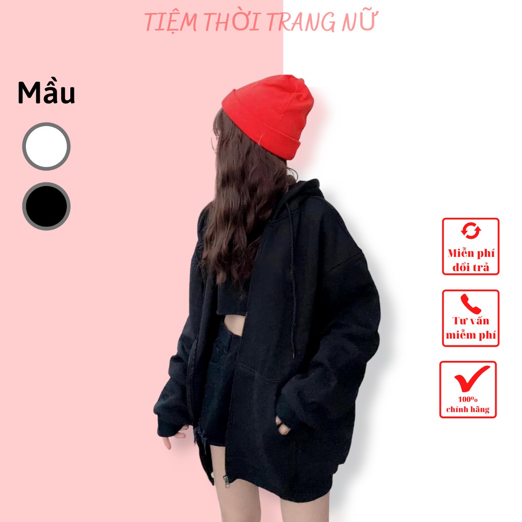 Áo khoác nữ hoodie nỉ trơn from rộng unisex mặc đôi đẹp giá rẻ G052