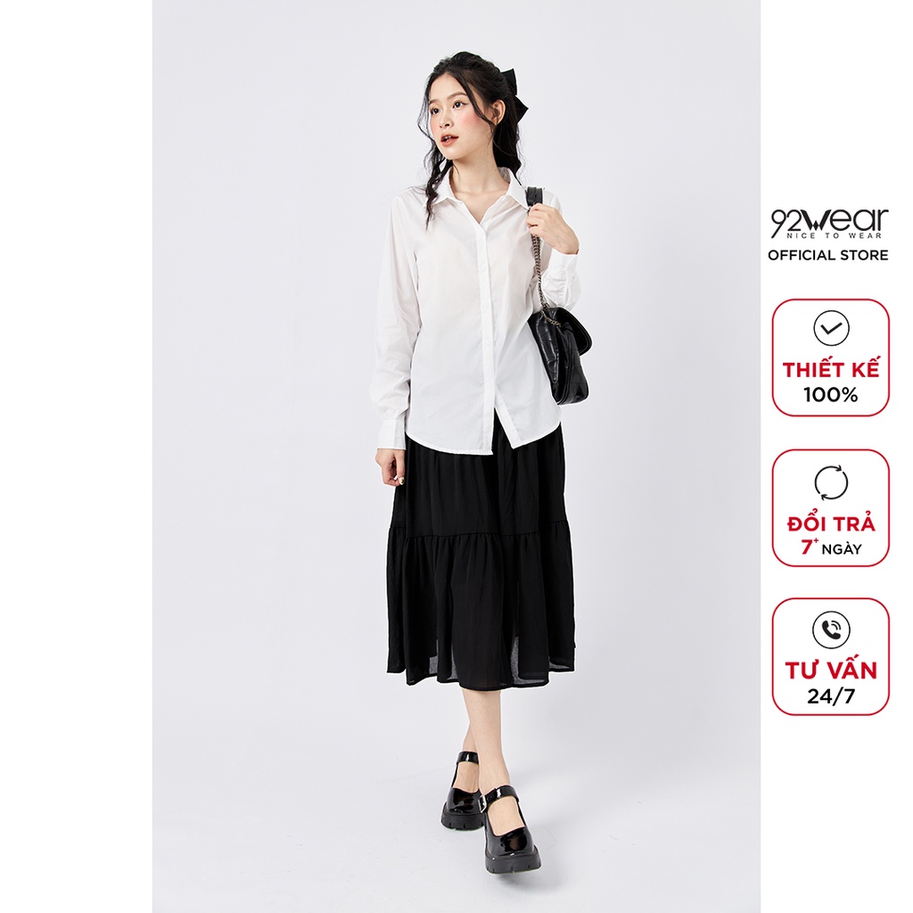 [Mã WABRH11 giảm 10% đơn 99K] Áo sơ mi trắng nữ dài tay công sở 92WEAR ASW1134 | BigBuy360 - bigbuy360.vn