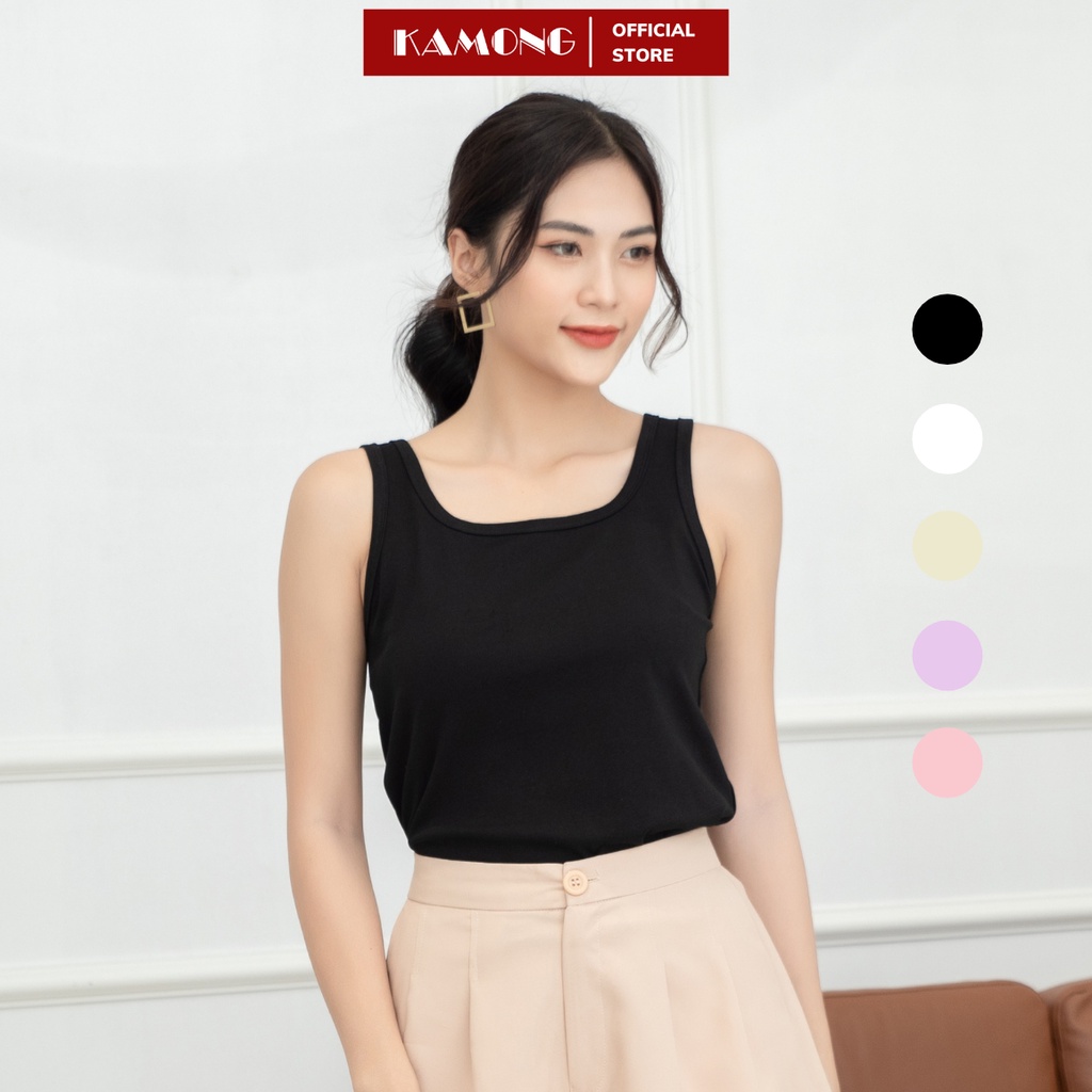 Áo ba lỗ nữ sát nách KAMONG thun cotton 100% A134 | BigBuy360 - bigbuy360.vn