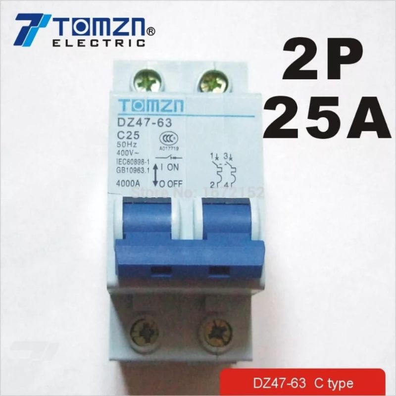 Bảng Pin Năng Lượng Mặt Trời Mcb AC 25A C25 2P 220V 50Hz