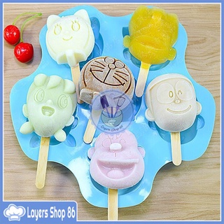 Khuôn Silicon Đổ Socola/Thạch/Đá/Kẹochipchip/Pudding Hình 6 Nhân Vật Hoạt Hình Doraemon
