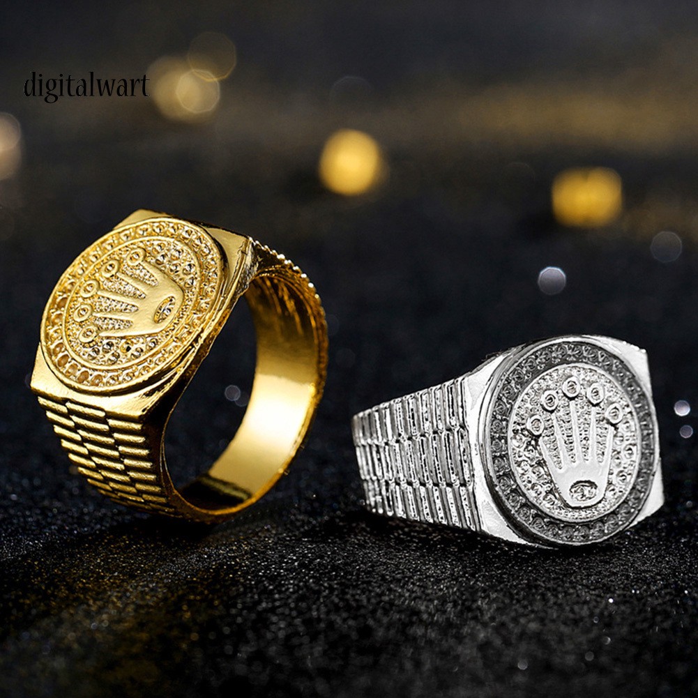 Nhẫn Khắc Hình Vương Miện Đính Đá Thời Trang Cho Nam Nữ