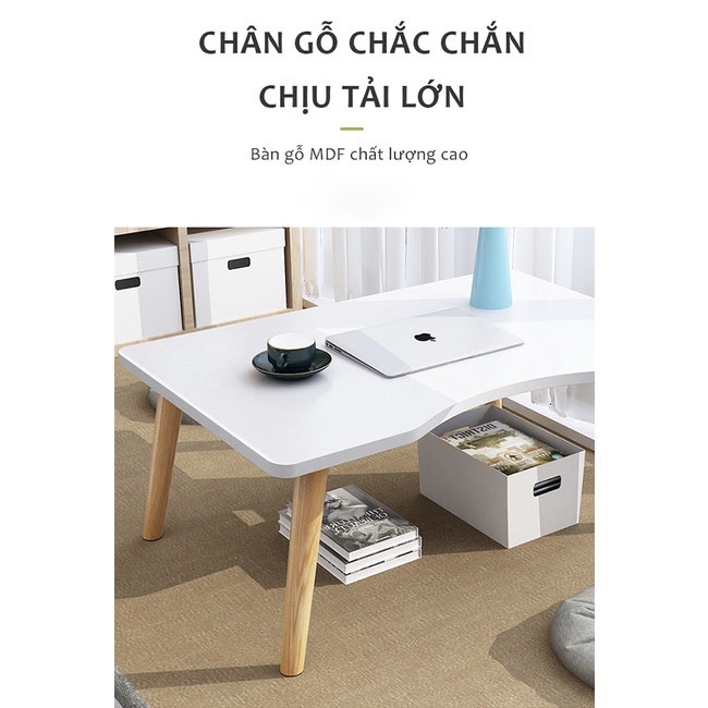 Bàn ngồi bệt cạnh cong mặt bàn 60x40cm, chống gù khi ngồi học, làm việc chân tháo lắp ren xoáy thông minh
